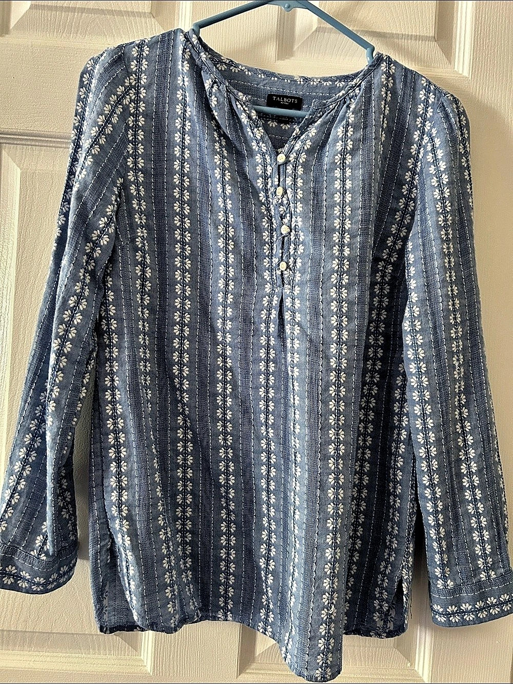 Talbots Floral Tunic Blue & White